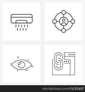 Set of 4 UI Icons and symbols for belongings; eyes; target; shoot; link Vector Illustration