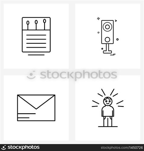 Set of 4 UI Icons and symbols for box, message, of, speaker , sms Vector Illustration