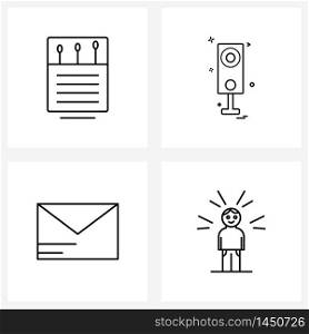 Set of 4 UI Icons and symbols for box, message, of, speaker , sms Vector Illustration