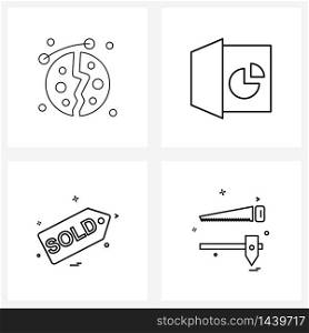 Set of 4 UI Icons and symbols for broken, sale, desk, office, discount Vector Illustration