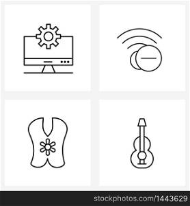 Set of 4 UI Icons and symbols for browser, shirt, html, internet, dress Vector Illustration