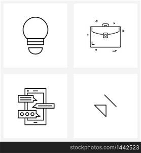 Set of 4 UI Icons and symbols for bulb, right, briefcase, crime, Vector Illustration