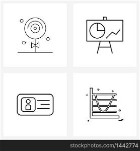 Set of 4 UI Icons and symbols for candy, report, new, grow, id Vector Illustration