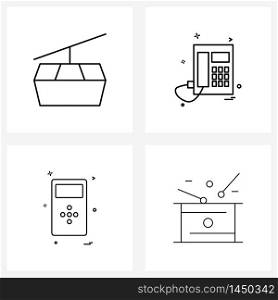 Set of 4 UI Icons and symbols for chairlift, iPod, mountain, phone , Vector Illustration