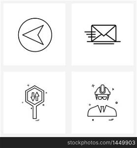 Set of 4 UI Icons and symbols for cursor, up, sms, text, avatar Vector Illustration