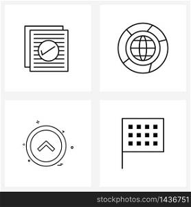 Set of 4 UI Icons and symbols for document; direction; data; net; arrow Vector Illustration