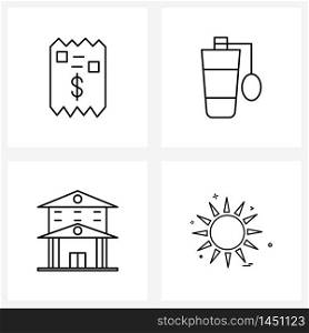 Set of 4 UI Icons and symbols for dollar, building, torn, fragmented, city Vector Illustration