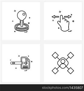 Set of 4 UI Icons and symbols for gear box; time ; gears; finger; reset Vector Illustration