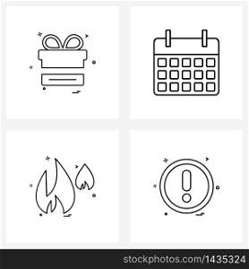 Set of 4 UI Icons and symbols for gift; ui; cargo; fire; interface Vector Illustration