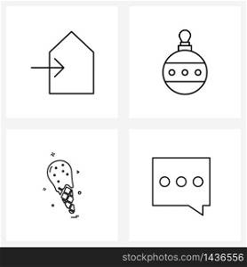 Set of 4 UI Icons and symbols for home; ice-cream; supply; Christmas; food Vector Illustration
