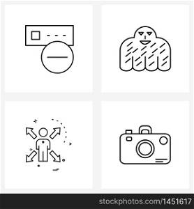 Set of 4 UI Icons and symbols for hosting, right, ghost, avatar, photography Vector Illustration