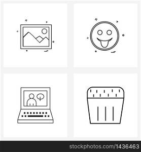 Set of 4 UI Icons and symbols for image, naughty, image, emotions, man Vector Illustration