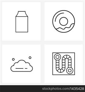 Set of 4 UI Icons and symbols for label, cloudy, biscuit, sweet, route Vector Illustration