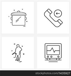 Set of 4 UI Icons and symbols for medical; military; cook; phone; solider Vector Illustration