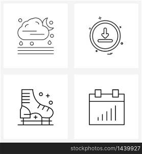 Set of 4 UI Icons and symbols for moon, adventure, ui, download, calendar Vector Illustration