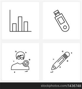 Set of 4 UI Icons and symbols for positions; profile; award; drive; Vector Illustration