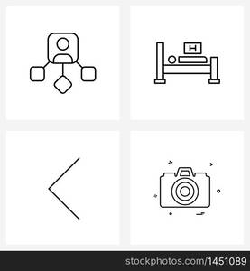 Set of 4 UI Icons and symbols for profile, left, hospital bed, medical, camera Vector Illustration