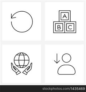Set of 4 UI Icons and symbols for reload; man; art; safe world; male Vector Illustration