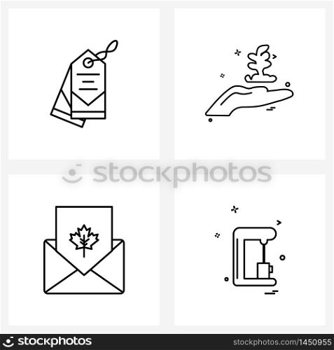 Set of 4 UI Icons and symbols for sale tag, greetings card, shopping, planet, machine Vector Illustration