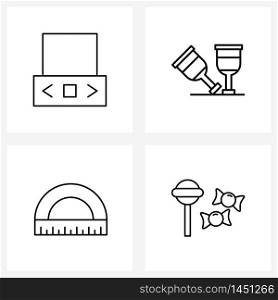 Set of 4 UI Icons and symbols for slider, geometry, show, hospital, measure Vector Illustration