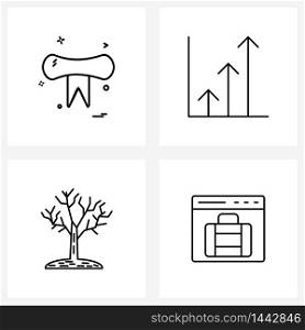 Set of 4 UI Icons and symbols for trophy, progress, win, chart, Halloween Vector Illustration