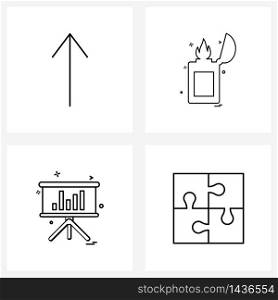 Set of 4 UI Icons and symbols for up arrow; board; lighter; share; idea Vector Illustration