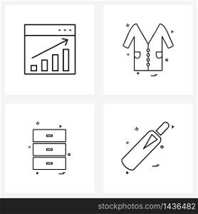 Set of 4 UI Icons and symbols for web; drawer; internet; lab; furniture Vector Illustration