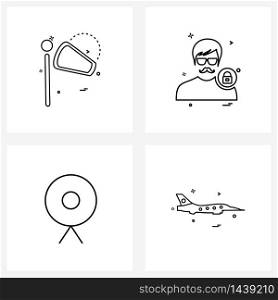 Set of 4 UI Icons and symbols for wind, camera, avatar, avatar , army Vector Illustration