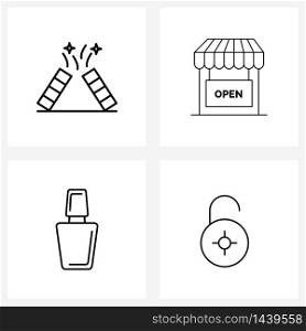 Set of 4 Universal Line Icons of amusement park, shop, entertainment, commerce, makeup Vector Illustration