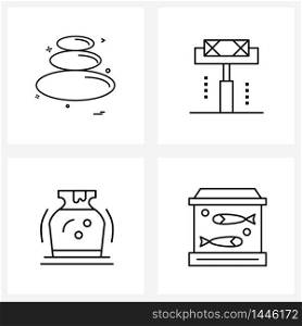 Set of 4 Universal Line Icons of beauty, clay, spa, roll, pottery Vector Illustration