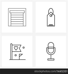 Set of 4 Universal Line Icons of blinds, flag, window, shipping, peace Vector Illustration