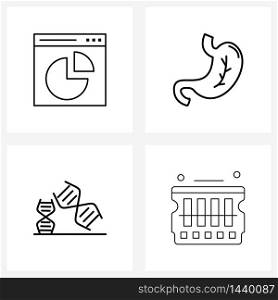 Set of 4 Universal Line Icons of browser, medicine, window, medical, hardware Vector Illustration