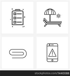 Set of 4 Universal Line Icons of clipboard, pen, clipboard, sea, error Vector Illustration