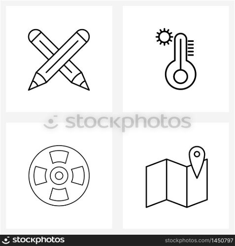 Set of 4 Universal Line Icons of colors, medicine, education, health, nuclear Vector Illustration
