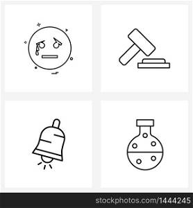 Set of 4 Universal Line Icons of emoji, Christmas, broken, judge, Christmas decoration Vector Illustration