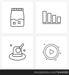 Set of 4 Universal Line Icons of jar, fashion, meal, business, search Vector Illustration