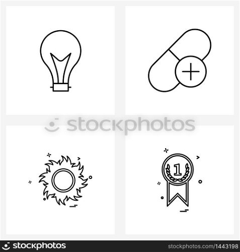 Set of 4 Universal Line Icons of light, golf, capsule, doctor, Vector Illustration