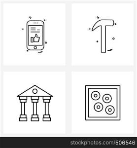 Set of 4 Universal Line Icons of mobile, business, ui, hardware, carpet Vector Illustration