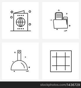 Set of 4 Universal Line Icons of navigation; pump; tourism; folder; toilet Vector Illustration