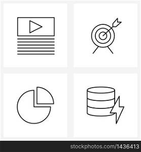 Set of 4 Universal Line Icons of play, business, arrow, strategy, finance Vector Illustration