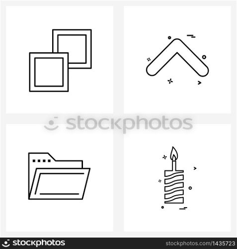 Set of 4 Universal Line Icons of programming, archive, variable, arrows, folder Vector Illustration