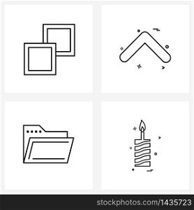 Set of 4 Universal Line Icons of programming, archive, variable, arrows, folder Vector Illustration