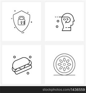 Set of 4 Universal Line Icons of protection; dog; security; developer; hot Vector Illustration