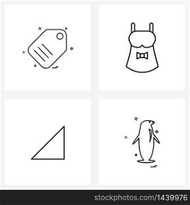 Set of 4 Universal Line Icons of sale, previous, sale tag, cloths, animal Vector Illustration