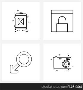 Set of 4 Universal Line Icons of search, male, website, man Vector Illustration