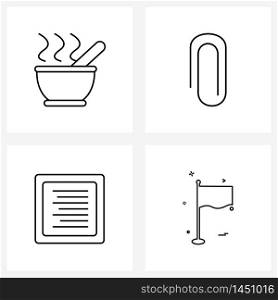 Set of 4 Universal Line Icons of soup, text, business, sign, flags Vector Illustration