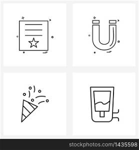 Set of 4 Universal Line Icons of star, decoration, education, attraction, purification Vector Illustration