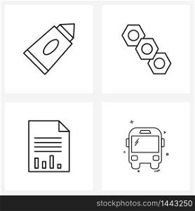 Set of 4 Universal Line Icons of sun, text, sunshine, engineering, travel Vector Illustration