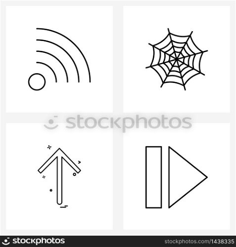 Set of 4 Universal Line Icons of wife, up, spider web, arrow, media Vector Illustration