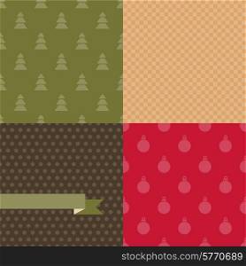 Set of 4 Vector Christmas and New Year seamless patterns.. Set of 4 Vector Christmas and New Year seamless patterns